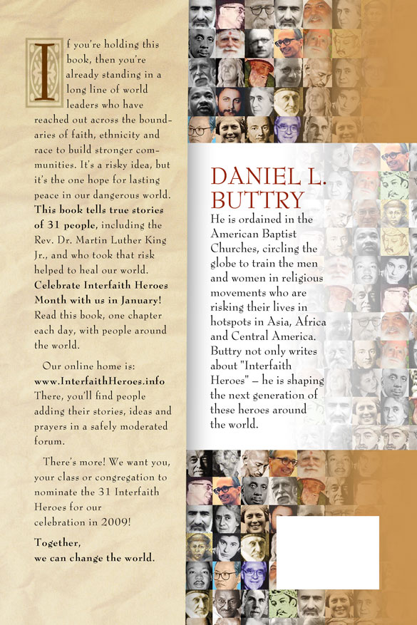 Back cover of "Interfaith Heroes" by Daniel L. Buttry