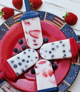 Blueberry and strawberry pops on plate