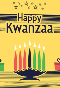 Kwanzaa kinara, gifts, graphic image