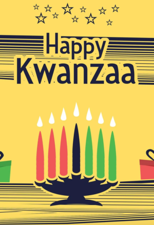 Kwanzaa kinara, gifts, graphic image