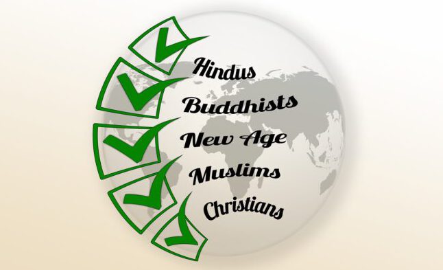 Multiple religions checked against world graphic