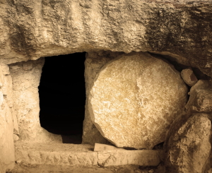 Stone rolled away from tomb, Easter