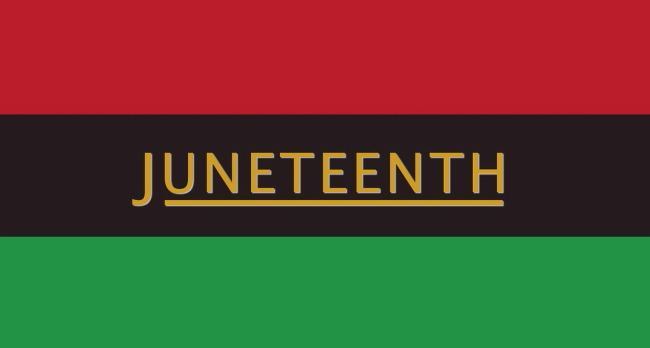 Juneteenth flag with red, black, green