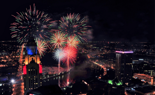 July 4 fireworks over city