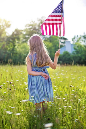 Girl with flag, July 4th 
